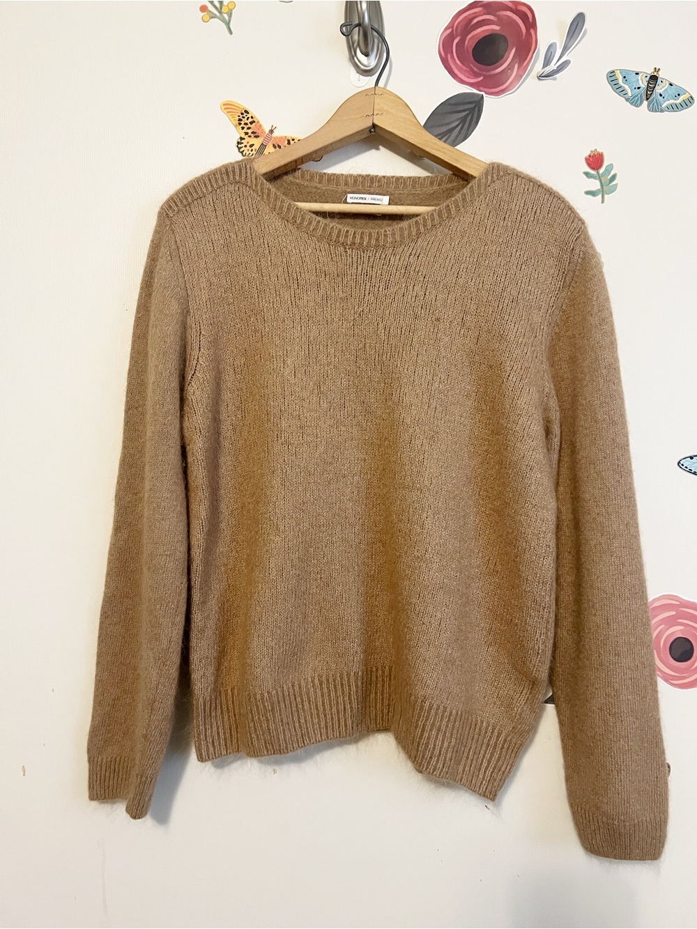 Monoprix Cashmere Feel Crewneck Sweater in Camel xL